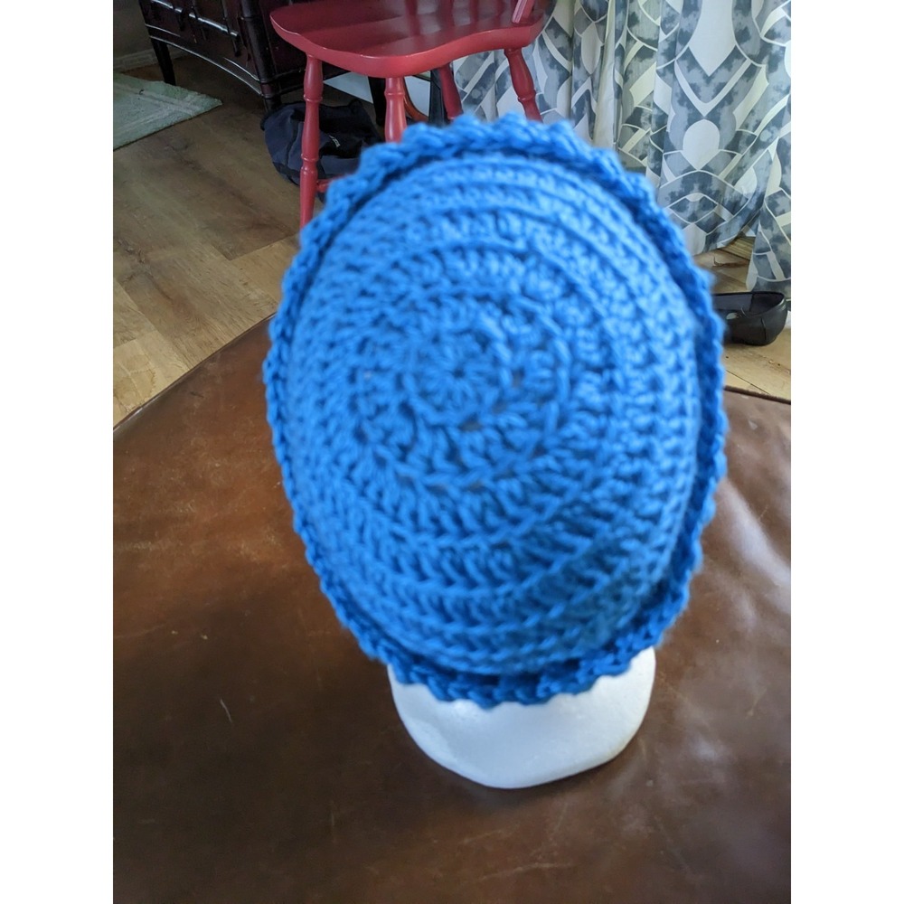 Hand Knit Winter Beanie Hat Vivid Blue One-Size. Great‎ Stocking Stuffer
